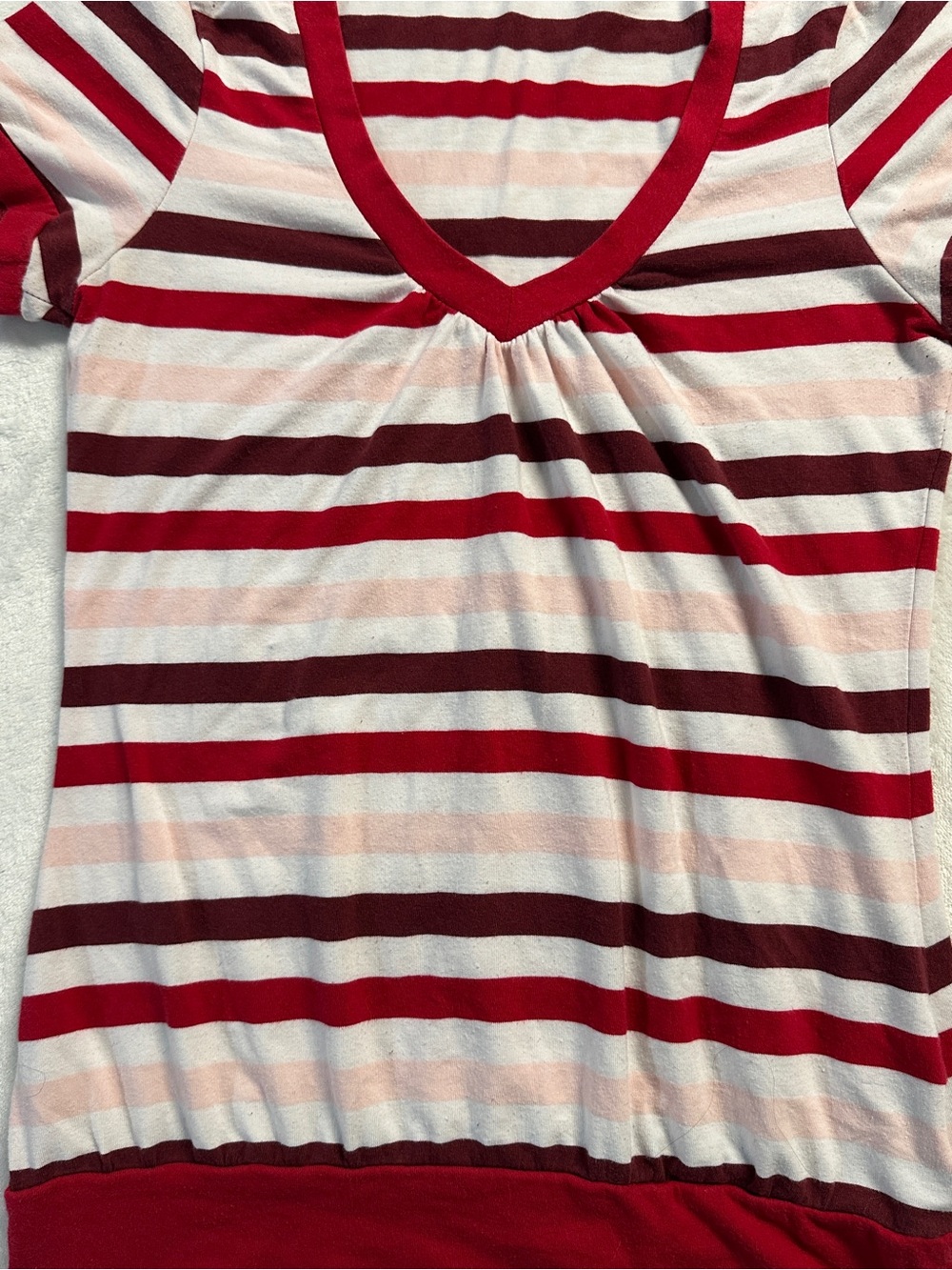 Y2K PRIMADONNA women's red white multi striped tee, M. - Picture 2 of 4